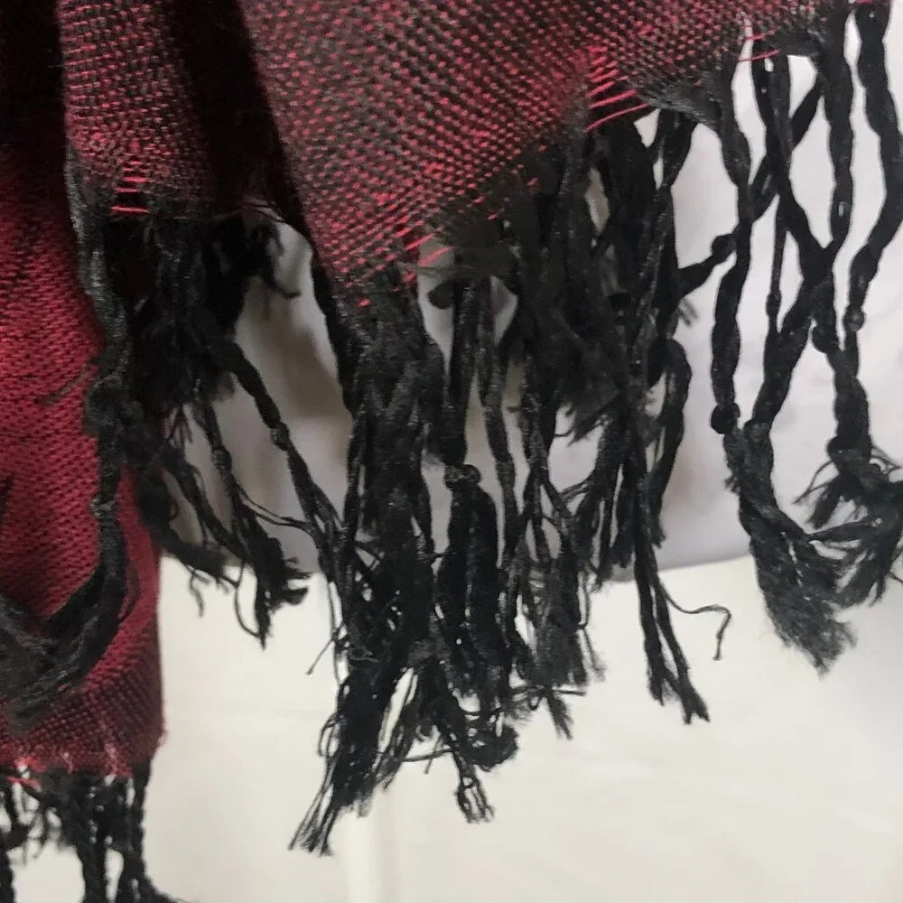 🌹Jerusalem Label 100% Cashmere Shawl – Garnet Floral Weave • Quiet Luxury